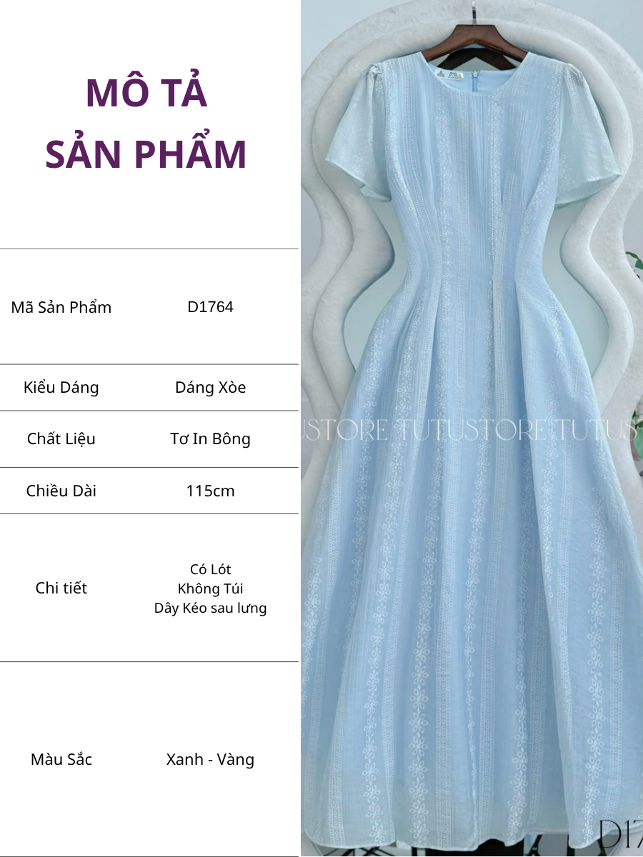Đầm Thiết Kế Cổ Tròn Dáng Xòe Đi Chơi TuTu Store Mã D1764