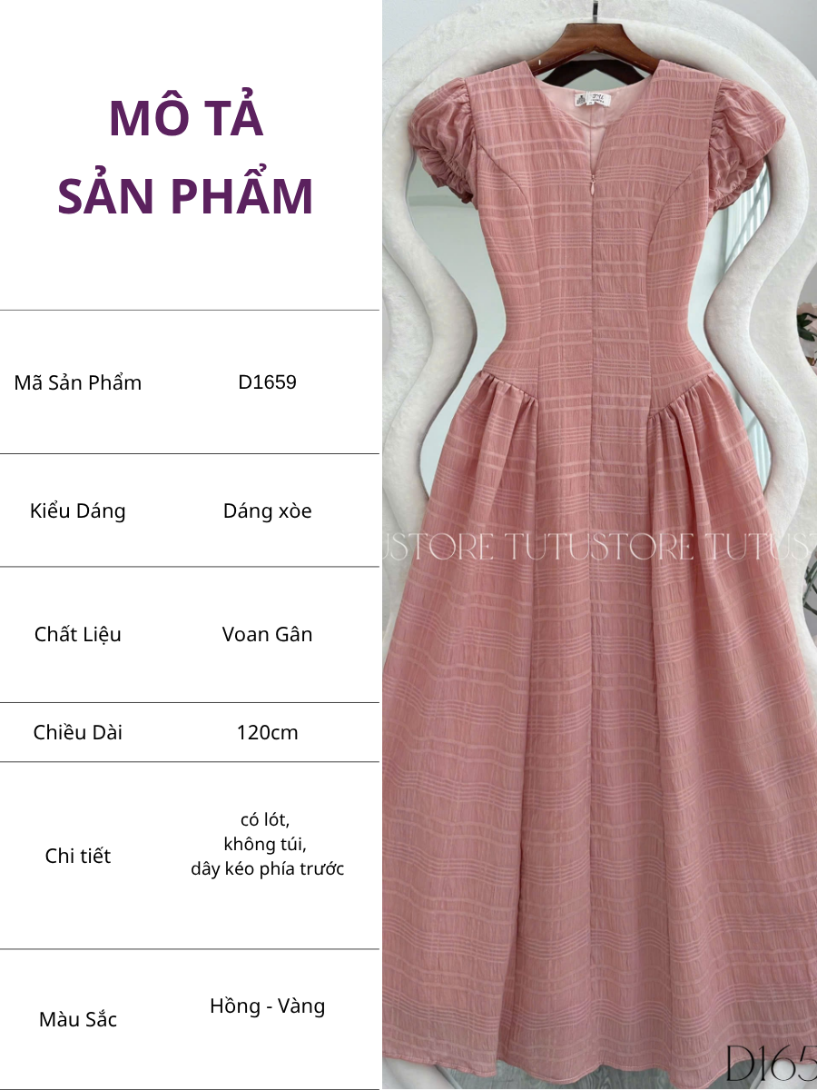 Đầm Thiết Kế Cổ V Dáng Xòe Đi Chơi TuTu Store Mã D1659