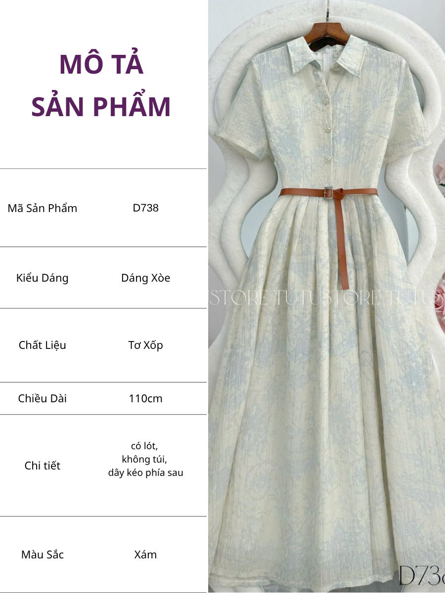 Váy Tơ Xốp Thiết Kế TuTu Store - Mã D738