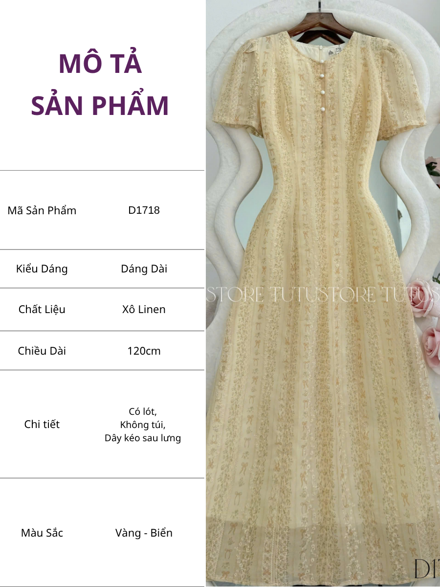 Đầm Thiết Kế Cổ Tròn Dáng Xòe Đi Chơi TuTu Store Mã D1718