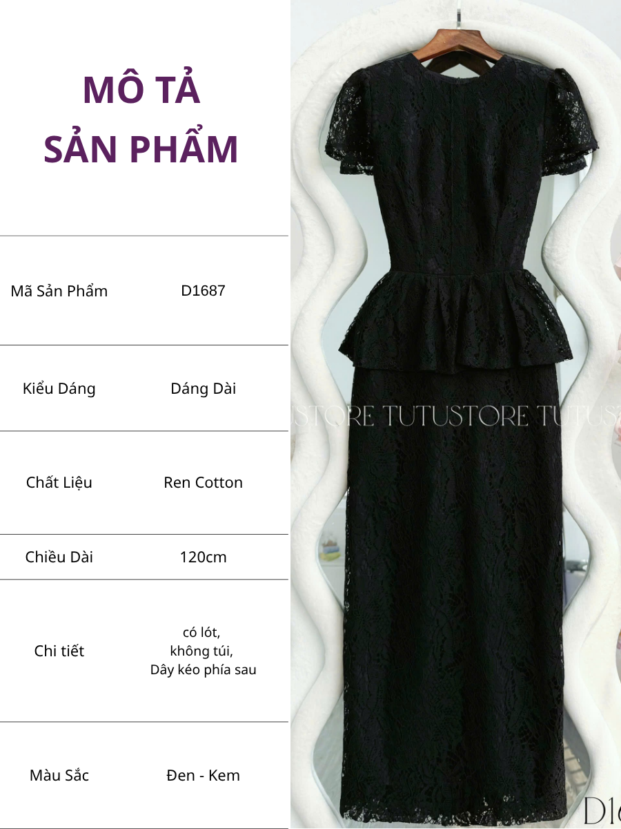 Đầm Ren Thiết Kế Dáng Dài Sang Trọng Đi Tiệc TuTu Store Mã D1687
