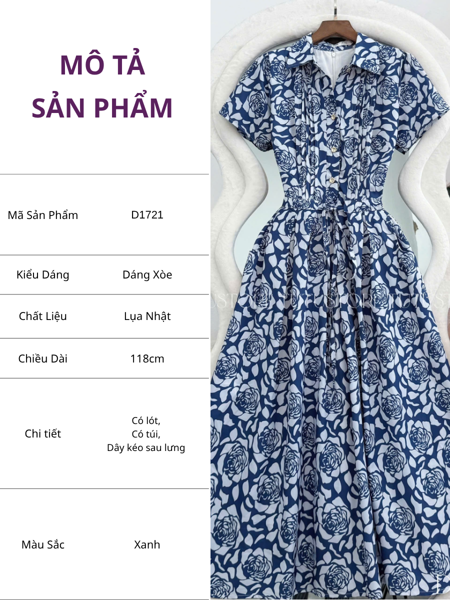 Đầm Thiết Kế Cổ Sơ Mi Dáng Xòe Đi Chơi TuTu Store Mã D1721