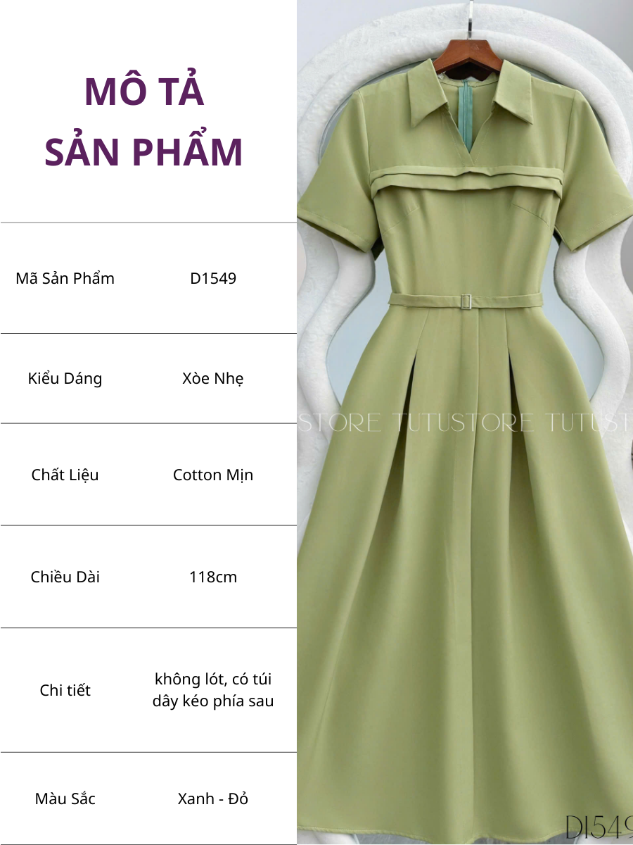 Đầm thiết kế cổ sơ mi dáng dài công sở TuTu Store - Mã D1549