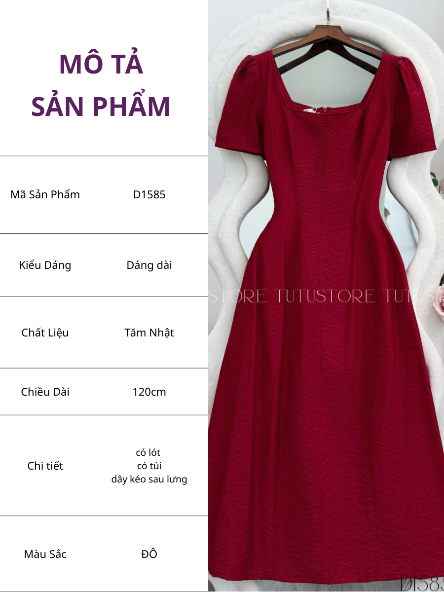 Đầm thiết kể cổ vuông dáng dài đi tiệc TuTu Store - Mã D1585