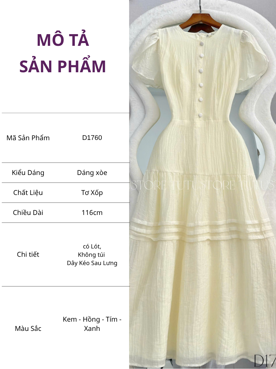 Đầm Thiết Kế Chiết Eo Tùng Xòe Đi Chơi TuTu Store Mã D1760