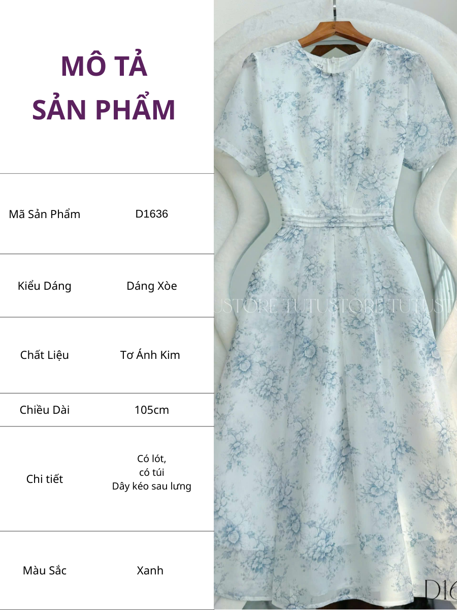 Đầm Thiết Kế Cổ Tròn Dáng Xòe Đi Chơi TuTu Store Mã D1636