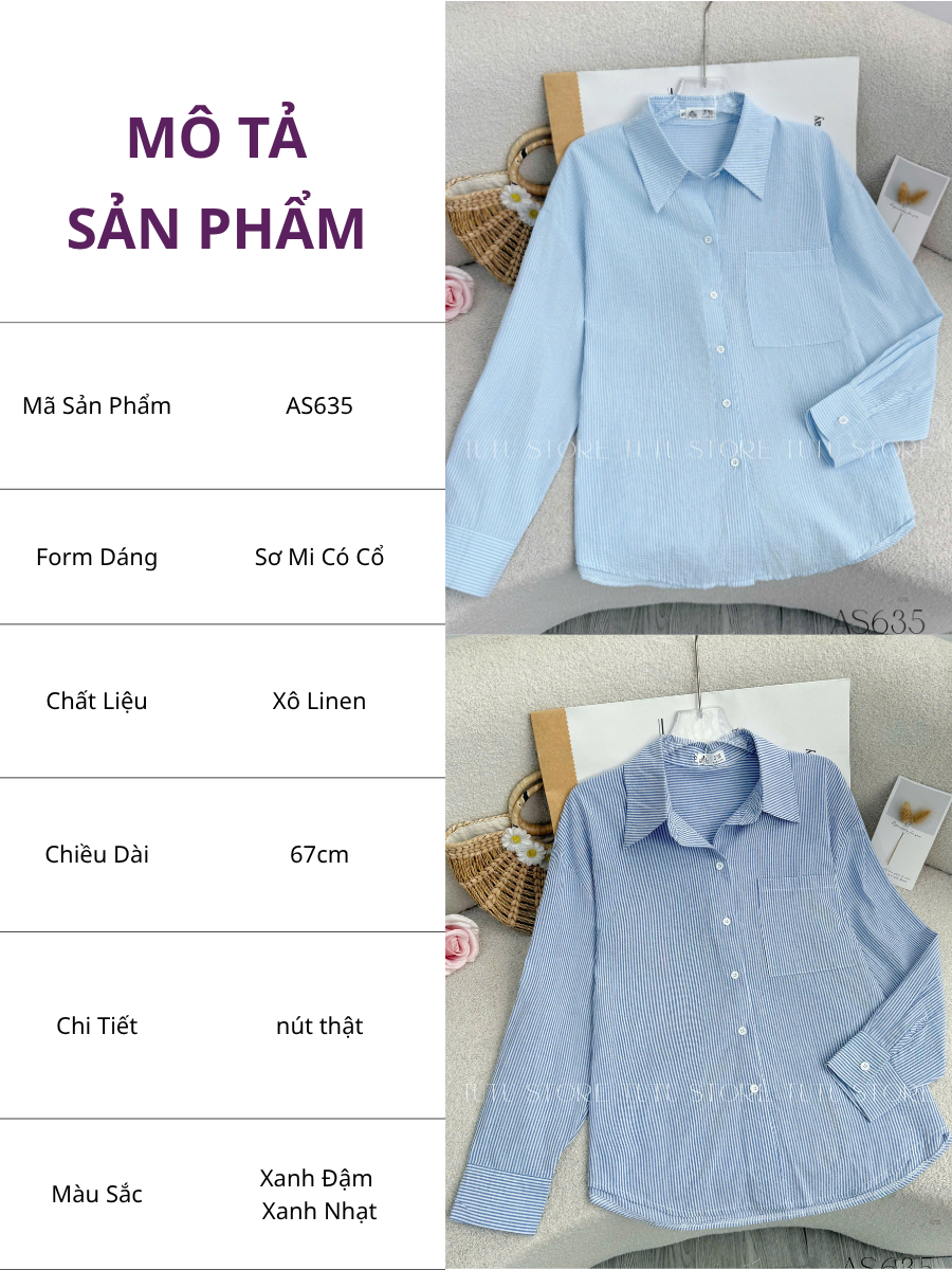 Áo Xô Linen Thiết Kế TuTu Store Phù Hợp Công Sở Dành Cho Nữ - Mã AS635