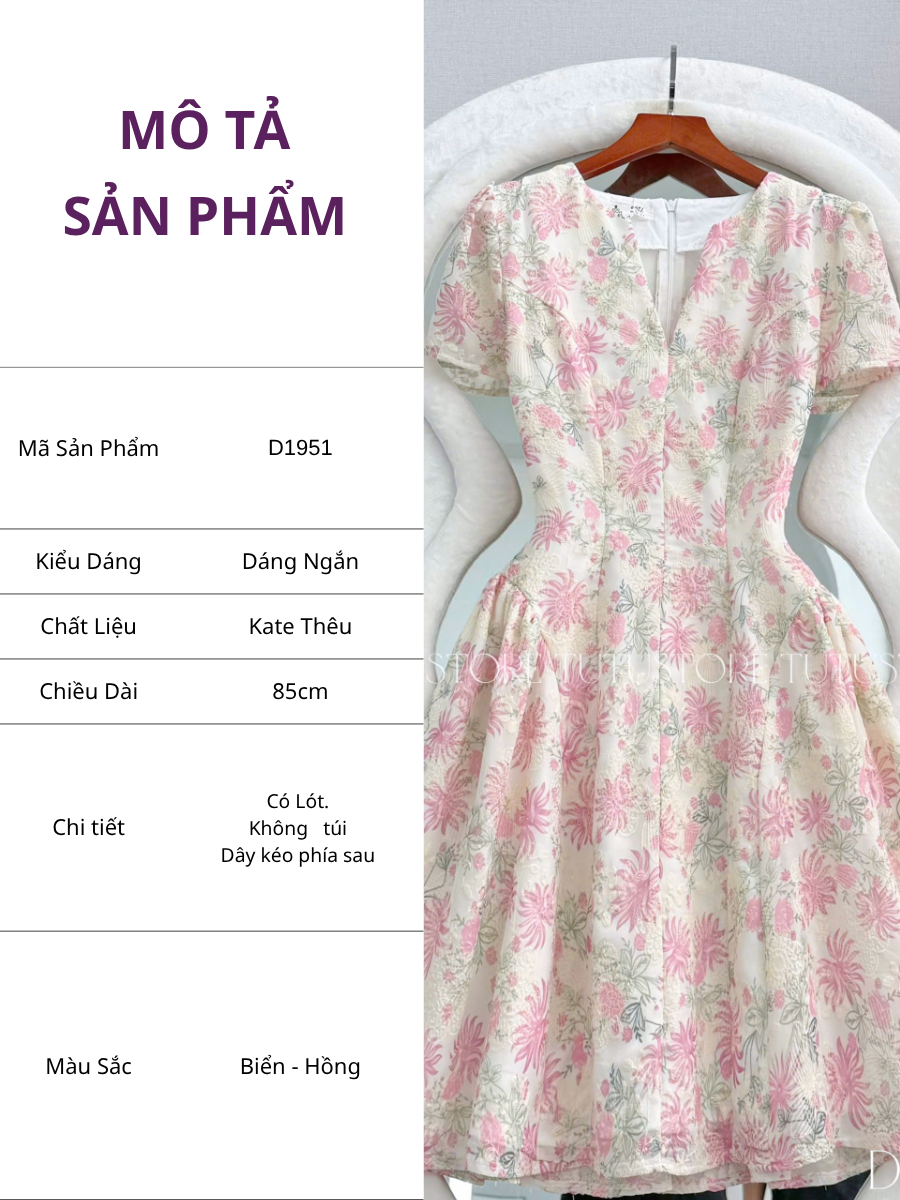 Đầm Thiết Kế Cổ V Dáng Ngắn Nhẹ Nhàng Đi Tiệc TuTu Store Mã D1951