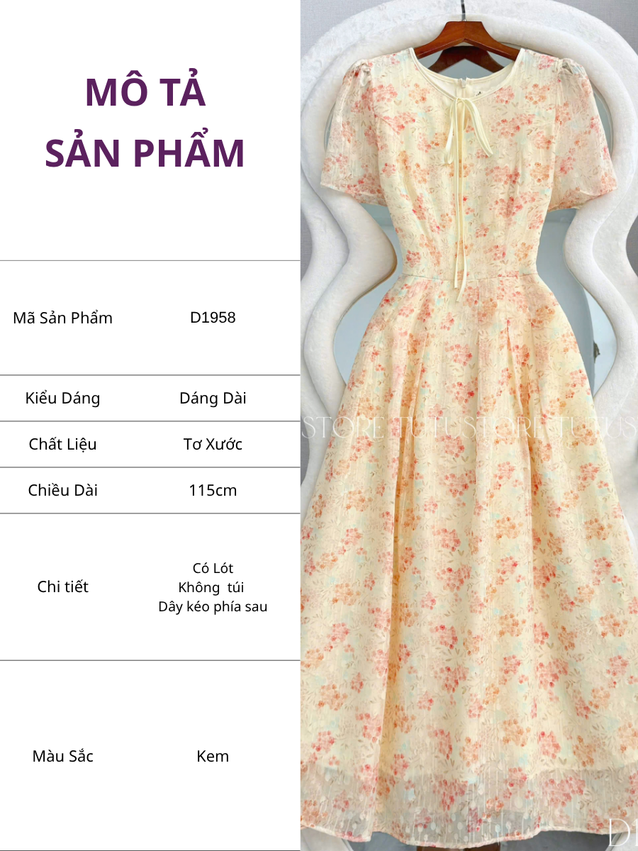 Đầm Thiết Kế Chi Tiết Cổ Tròn Dáng Xòe Đầm Đi Tiệc TuTu Store Mã D1958
