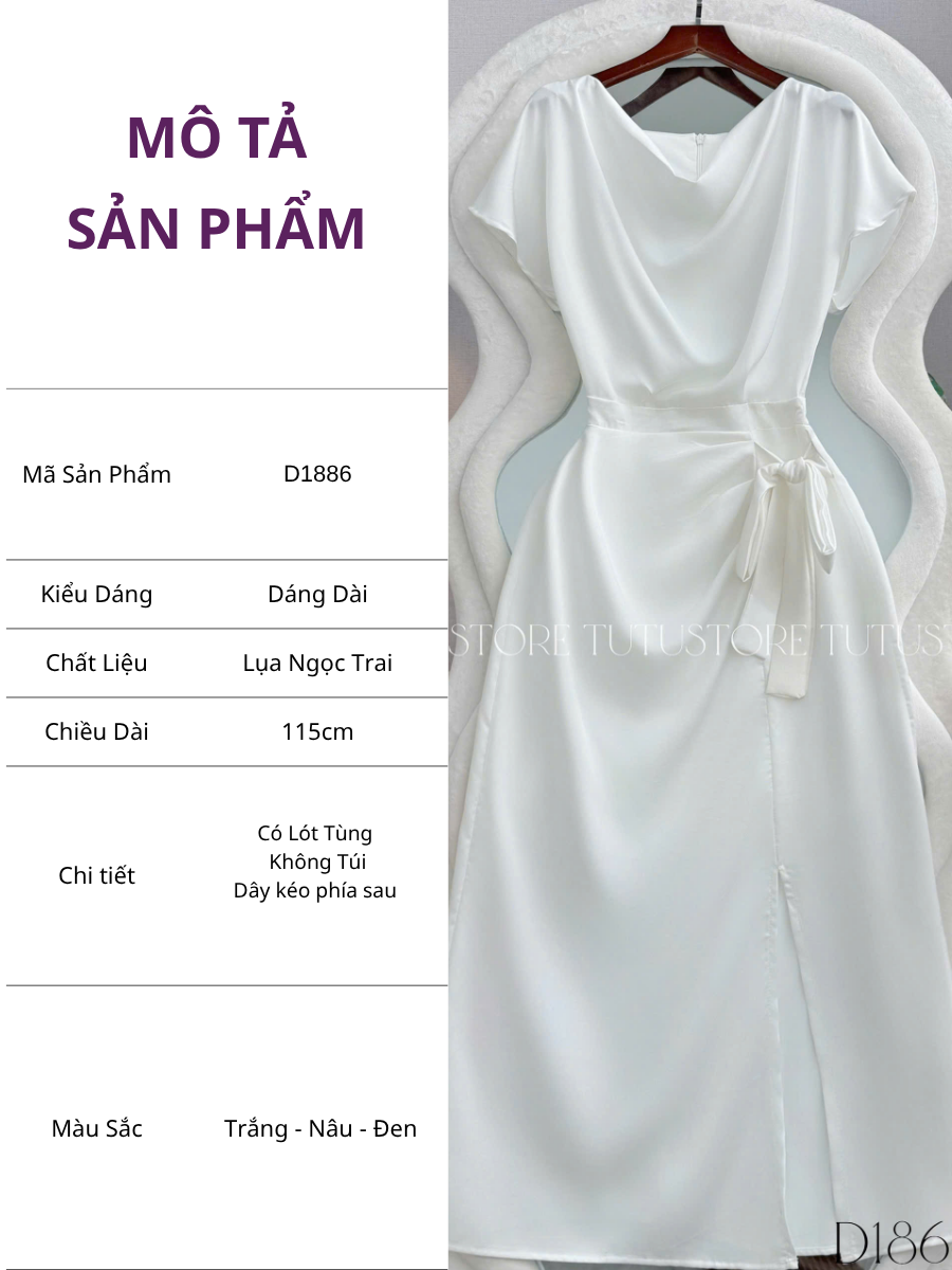 Đầm Lụa Thiết Kế Cổ Đổ Buộc Eo Sang Trọng Đầm Đi Tiệc TuTu Store Mã D1866