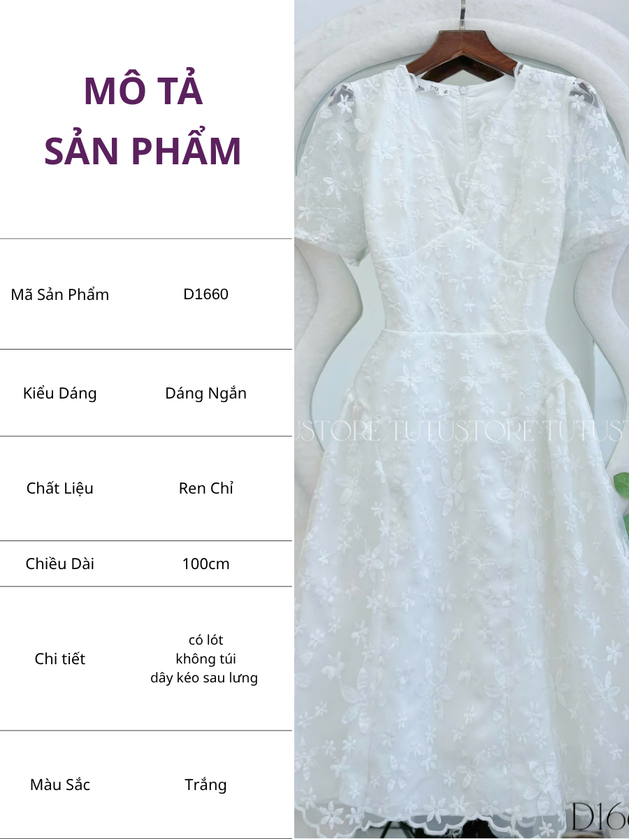 Đầm Thiết Kế Cổ V Dáng Ngắn Tiểu Thư Đi Tiệc TuTu Store Mã D1660