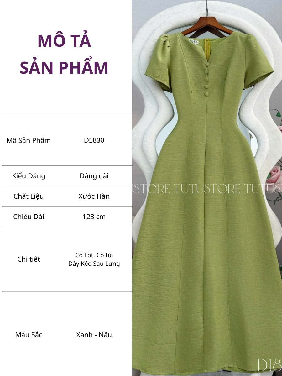 Đầm Thiết Kế Cổ V Dáng Xòe Công Sở TuTu Store Mã D1830