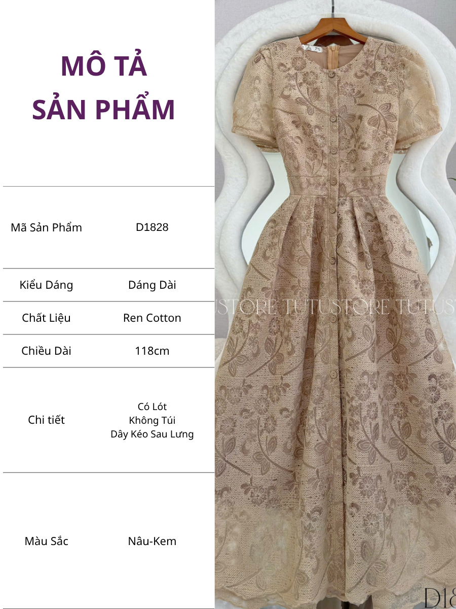 Đầm Thiết Kế Cổ Tròn Dáng Xòe Đi Chơi TuTu Store Mã D1828