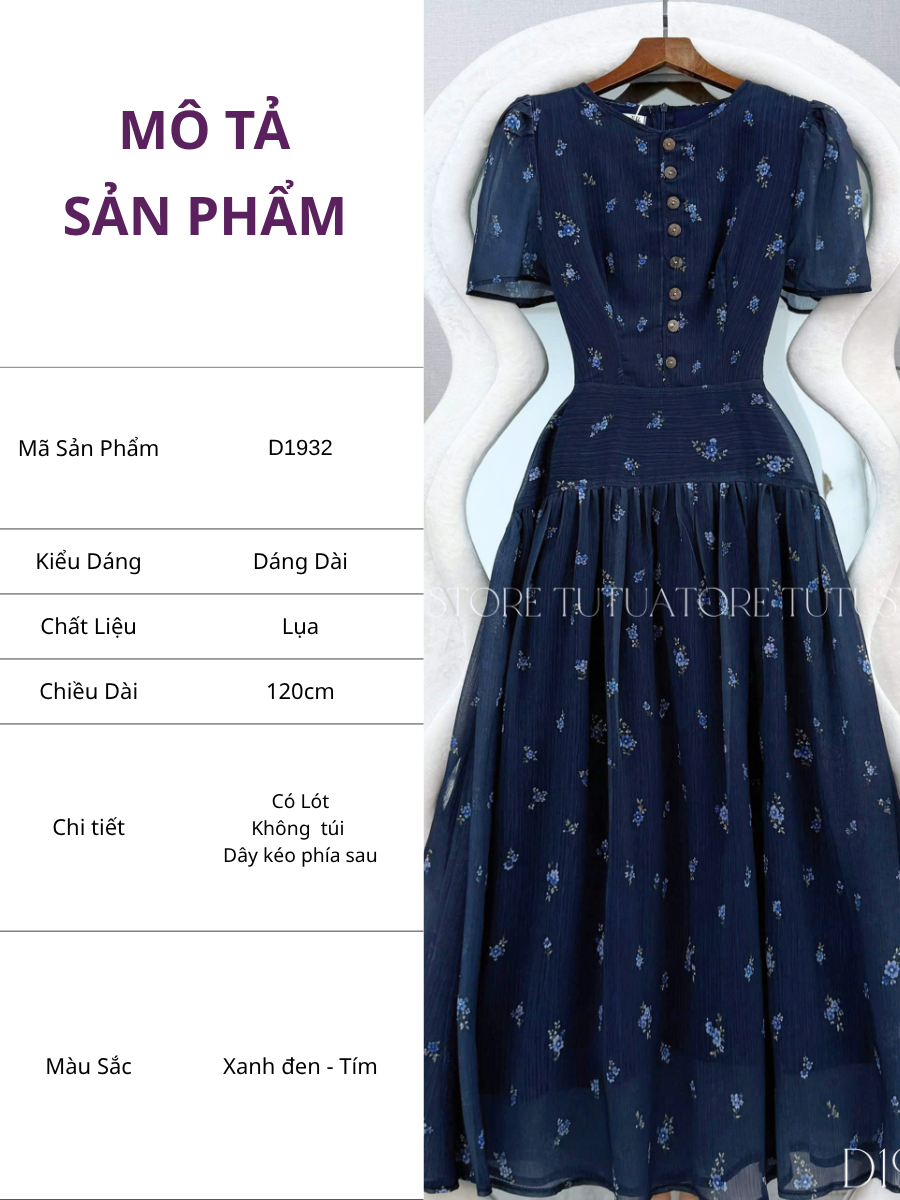 Đầm Thiết Kế Cổ Tròn Dáng Xòe Đầm Đi Tiệc TuTu Store Mã D1932