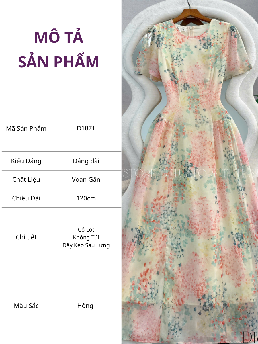 Đầm Thiết Kế Cổ Tròn Dáng Dài Đầm Đi Tiệc TuTu Store Mã D1871