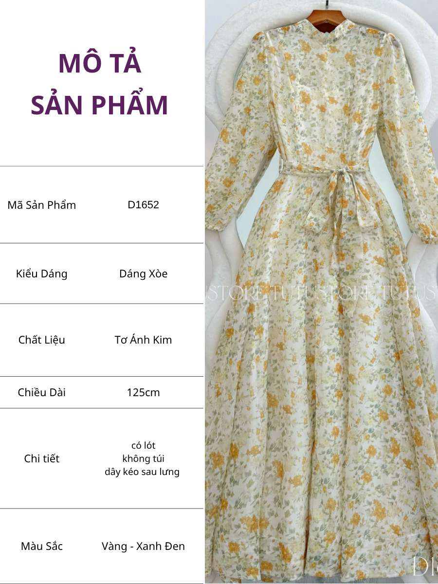 Đầm Thiết Kế Chữ A Dáng Dài Đi Tiệc TuTu Store Mã D1652