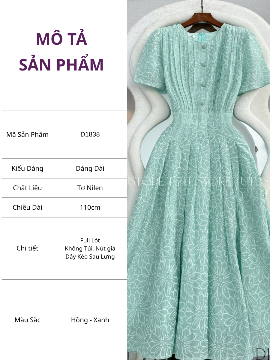 Đầm Thiết Kế Cổ Tròn Dáng Xòe Nhẹ Nhàng Đi Chơi TuTu Store Mã D1838