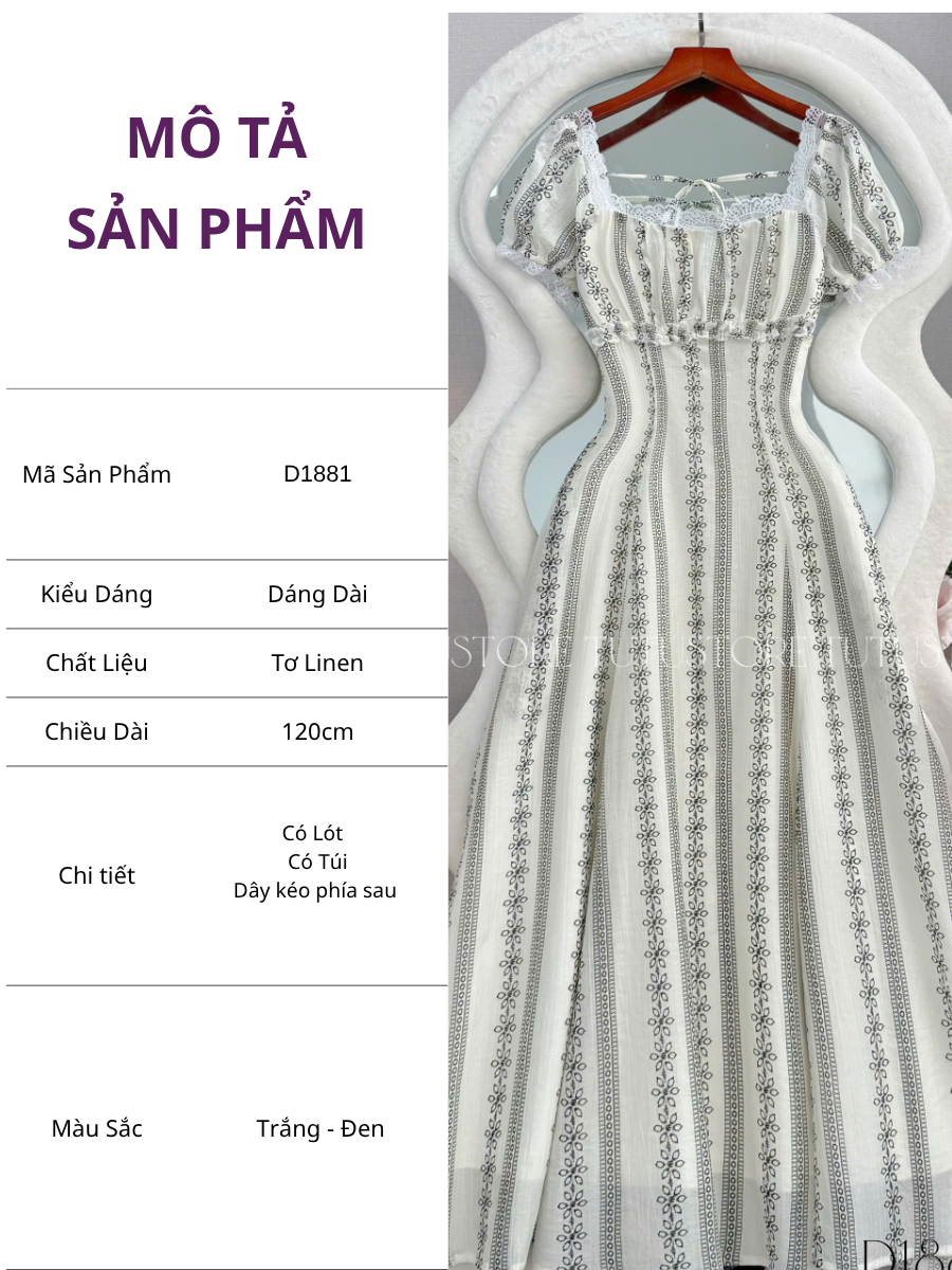 Đầm Thiết Kế Cổ Vuông Dáng Xòe Dài Đầm Đi Tiệc TuTu Store Mã D1881