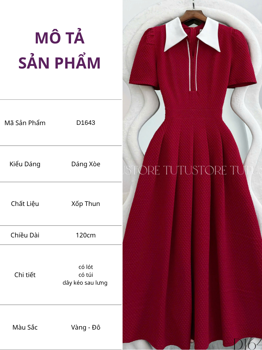Đầm Thiết Kế Cổ Sơ Mi Dáng Xòe Đi Chơi TuTu Store Mã D1643