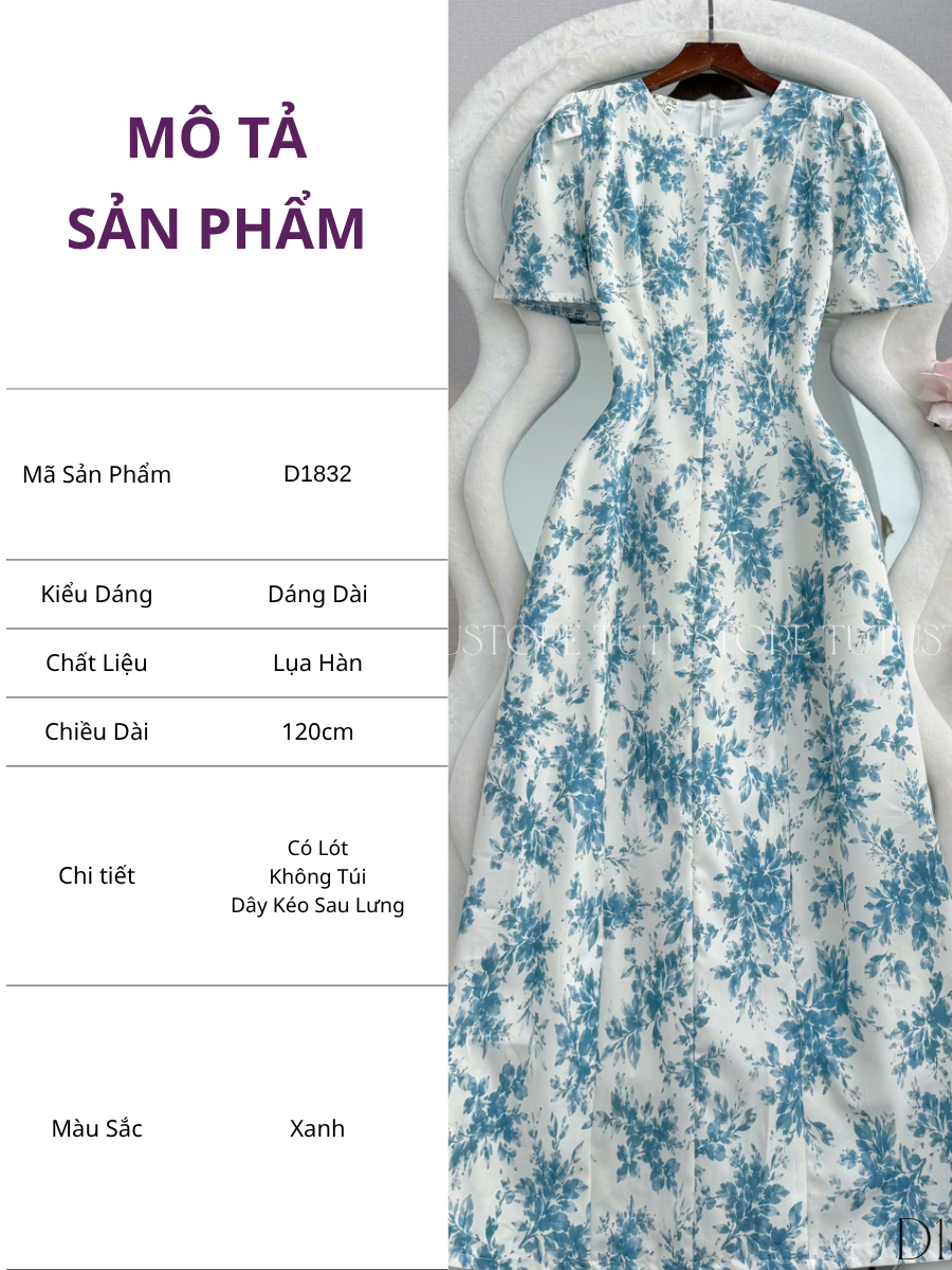 Đầm Thiết Kế Cổ Tròn Dáng Chữ A Dài Đi Chơi TuTu Store Mã D1832