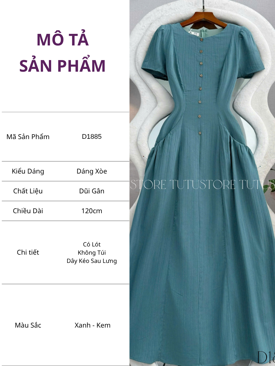 Đầm Thiết Kế Cổ Tròn Dáng Xòe Túi Hông Kiểu Đầm Đi Tiệc TuTu Store Mã D1885