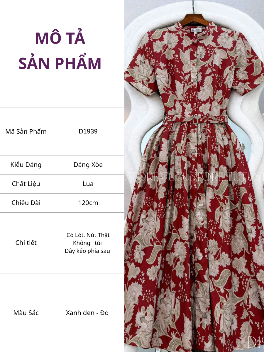 Đầm Thiết Kế Cổ Sơ Mi Dáng Xòe Đầm Đi Tiệc TuTu Store Mã D1939