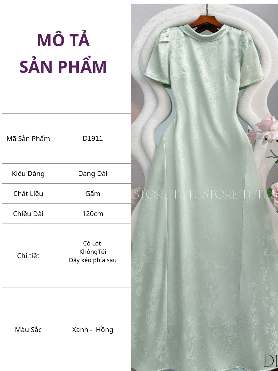 Đầm Thiết Kế Cổ Tròn Dáng Dài Đầm Đi Tiệc TuTu Store Mã D1911