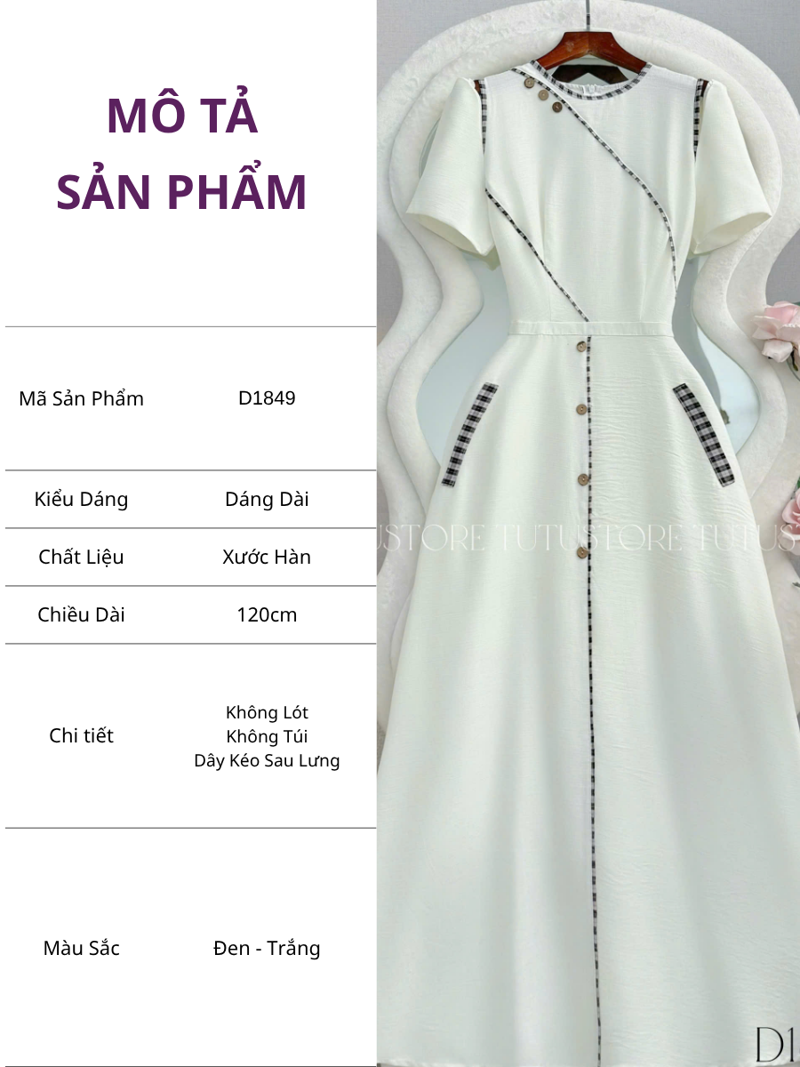 Đầm Thiết Kế Cổ Tròn Dáng Xòe Đi Chơi TuTu Store Mã D1849