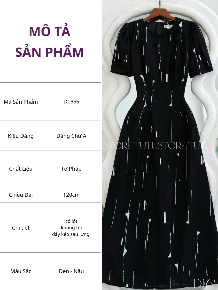Đầm Thiết Kế Dáng Chữ A Tay Bồng Đi Tiệc TuTu Store Mã D1655