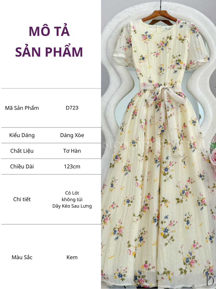 Đầm Thiết Kế Cổ Tròn Dáng Xòe Thắt Nơ  Đi Tiệc TuTu Store Mã D723