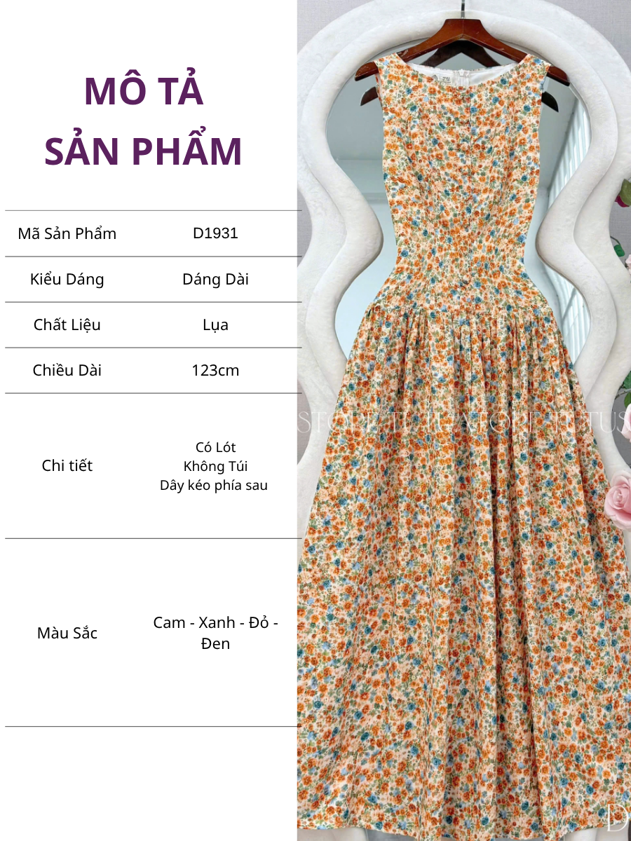Đầm Thiết Kế Cổ Thuyền Dáng Xòe Hoa Nhí Đầm Đi Tiệc TuTu Store Mã D1931