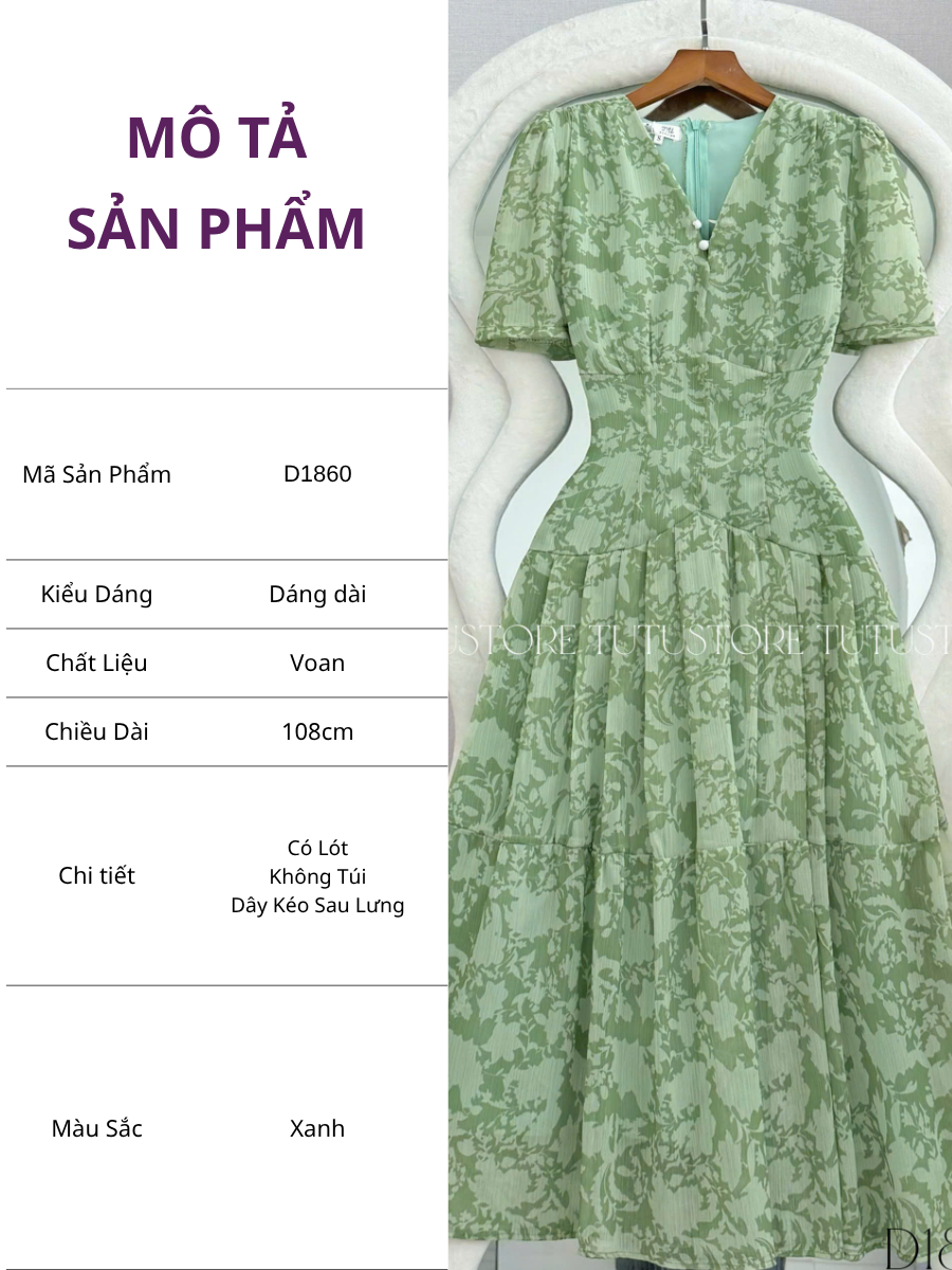 Đầm Thiết Kế Cổ Tim Chiết Eo Dáng Xòe Đầm Đi Tiệc TuTu Store Mã D1860