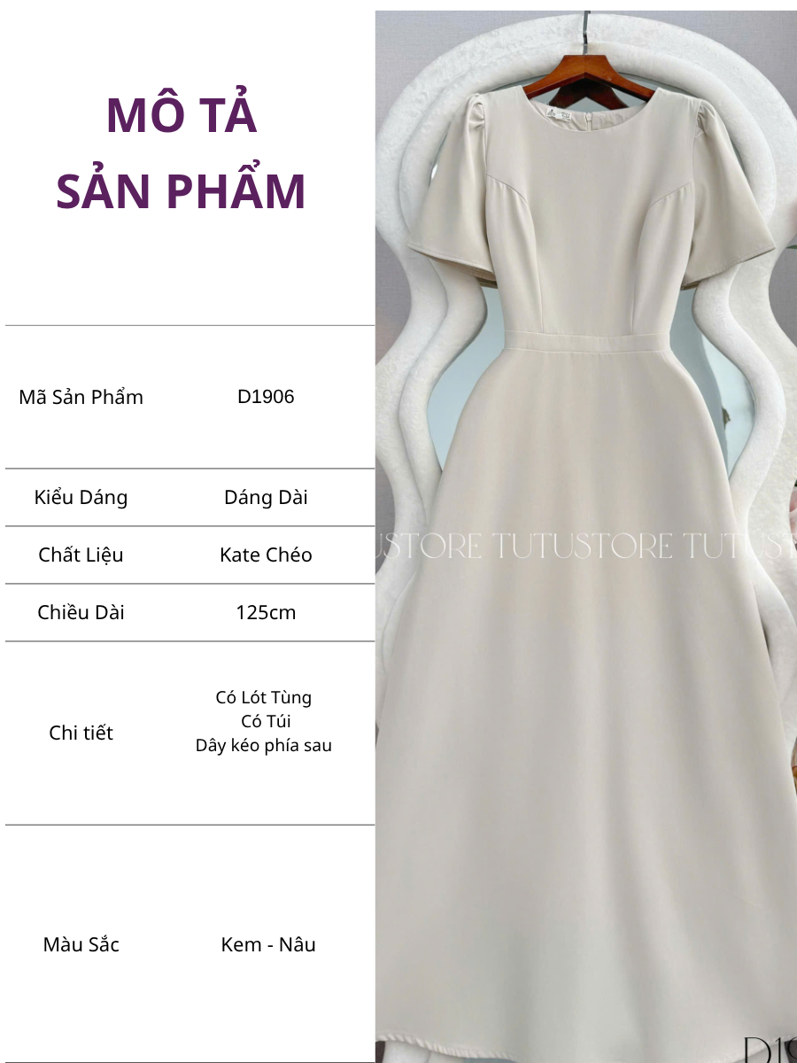 Đầm Thiết Cổ Tròn Dáng Dài Xòe Đầm Đi Tiệc TuTu Store Mã D1906