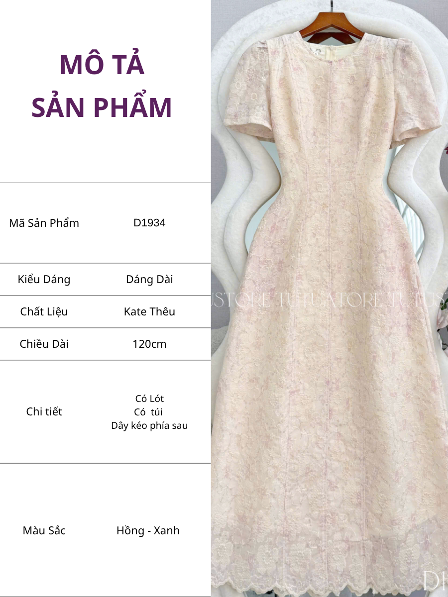 Đầm Thiết Kế Cổ Tròn Dáng A Dài Đầm Đi Tiệc TuTu Store Mã D1934
