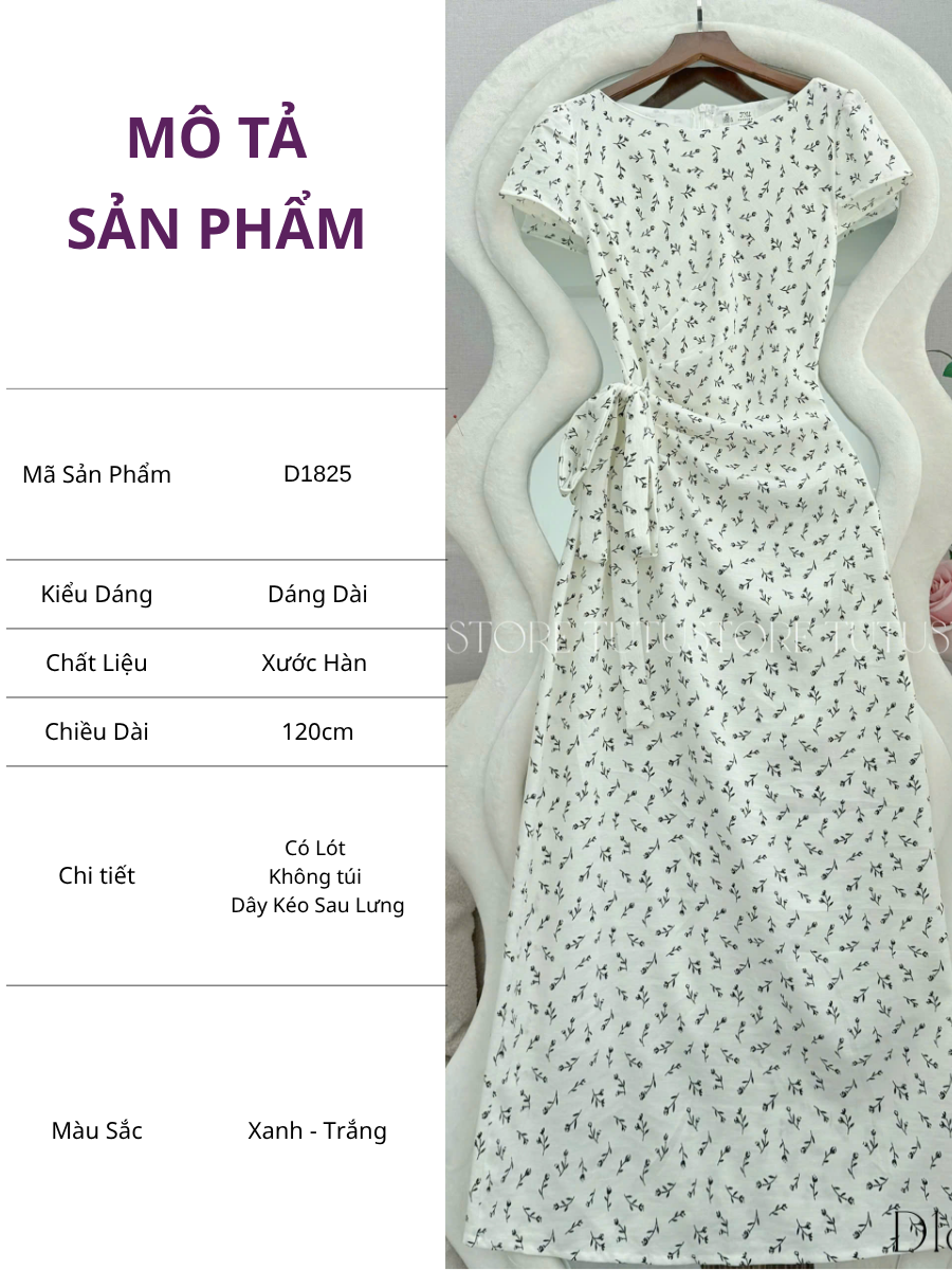 Đầm Thiết Kế Cổ Thuyền Buộc Eo Hoa Nhí Đi Chơi TuTu Store Mã D1825