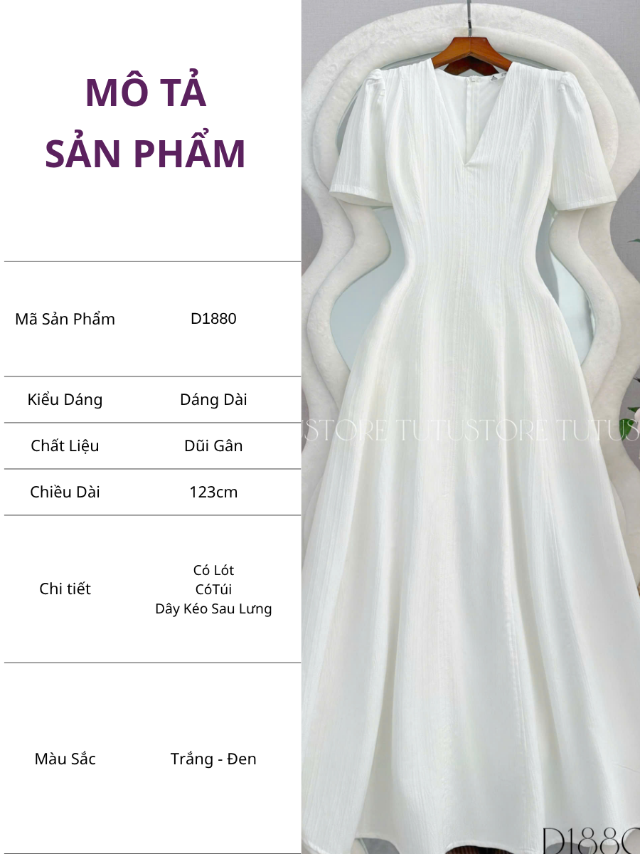 Đầm Thiết Kế Cổ V Dáng Xòe Dài Đầm Đi Tiệc TuTu Store Mã D1880