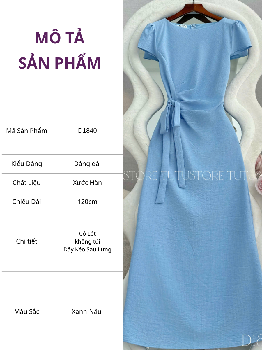 Đầm Thiết Kế Cổ Thuyền Buộc Eo Dáng Dài Đi Chơi TuTu Store Mã D1840