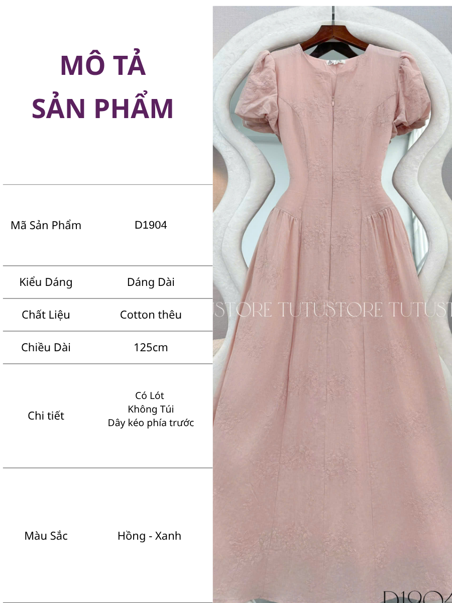 Đầm Thiết Kế Tay Bí Dây Kéo Trước Dáng Xòe Đầm Đi Tiệc TuTu Store Mã D1904