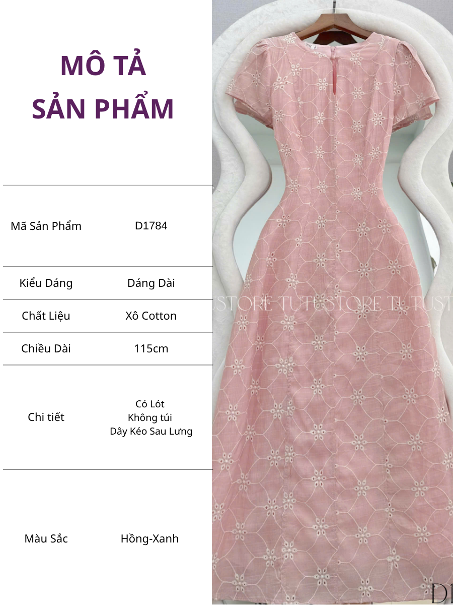 Đầm Thiết Kế Cổ Giọt Nước Dáng Dài Đi Chơi TuTu Store Mã D1784
