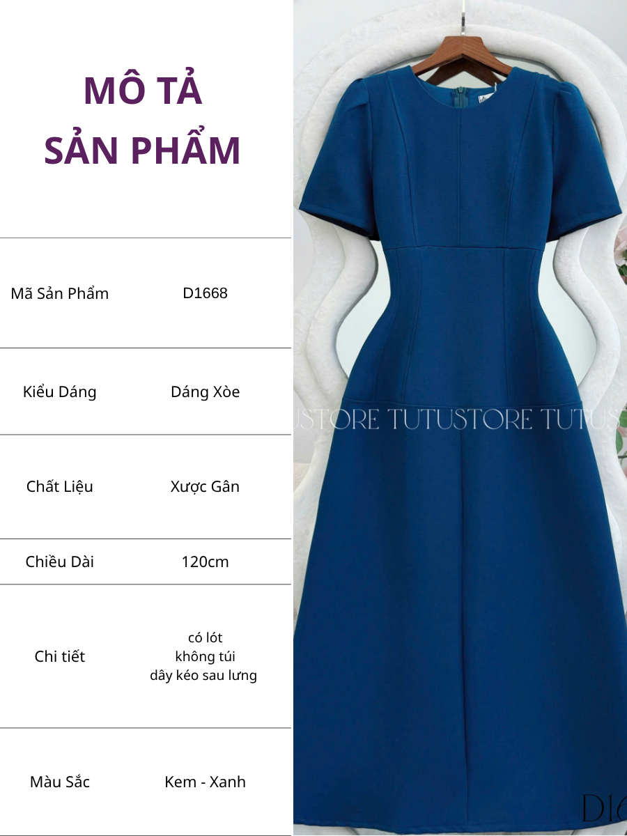 Đầm Thiết Kế Cổ Tròn Dáng Dài Đi Tiệc TuTu Store Mã D1668