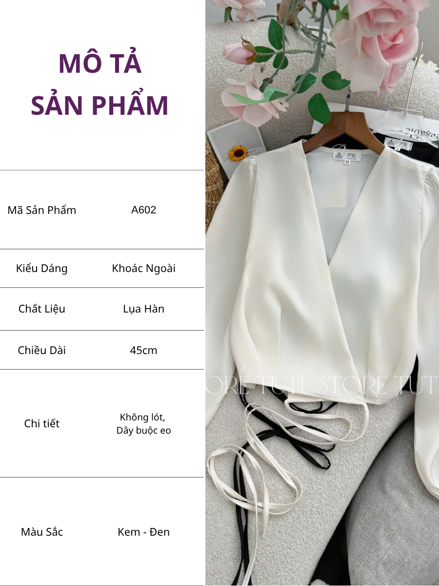 Áo Lụa Thiết Kế Dây Buộc Eo Đơn Giản Thanh Lịch Đi Chơi TuTu Store Mã A602