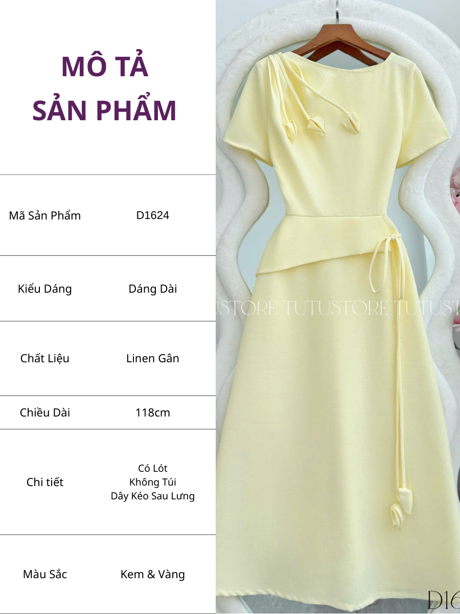 Đầm Thiết Kế Kiểu Hoa Nổi Dáng Dài Đi Tiệc TuTu Store Mã D1624