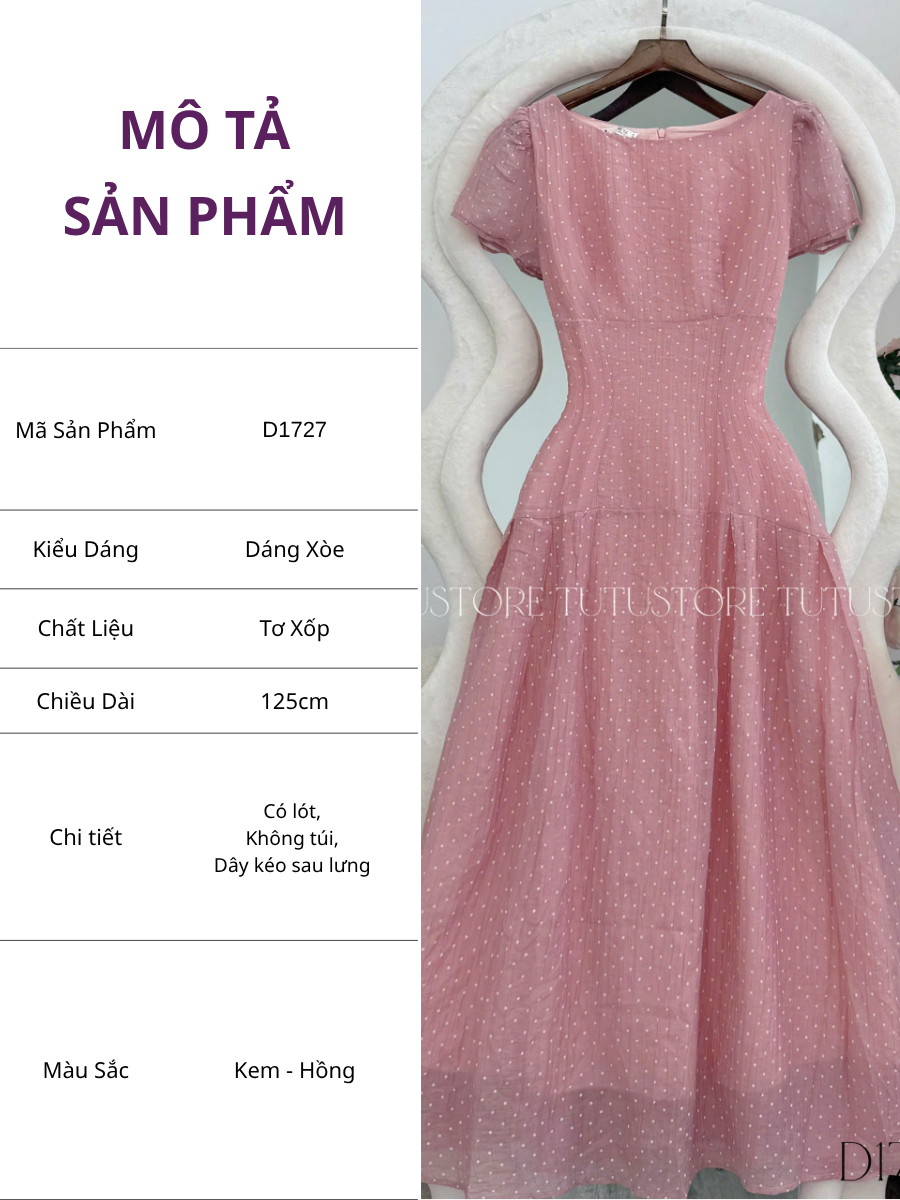 Đầm Thiết Kế Cổ Thuyền Dáng Xòe Nhẹ Nhàng Đi Chơi TuTu Store Mã D1727