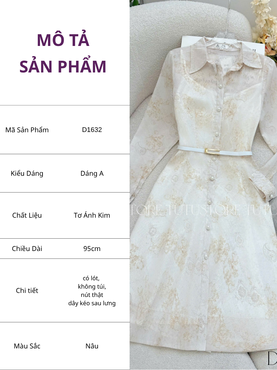 Đầm Thiết Kế Kiểu Cổ Sơ Mi Dáng Xòe Đi Chơi TuTu Store Mã D1632