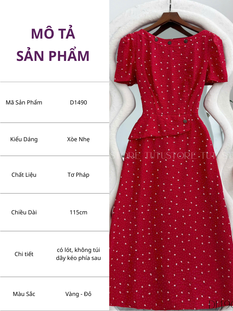 Đầm thiết kế dàng chữ A công sở TuTu Store - Mã D1490
