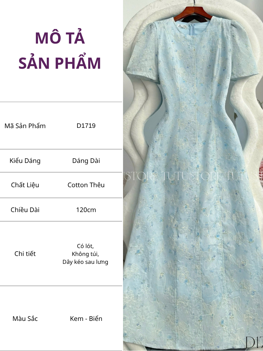 Đầm Thiết Kế Cổ Tròn Dáng A Đi Chơi TuTu Store Mã D1719