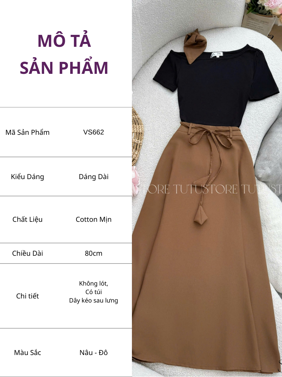 Chân Váy Thiết Kế Dáng Dài Thanh Lịch Công Sở TuTu Store Mã VS662
