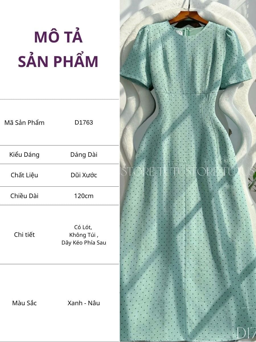 Đầm Thiết Kế Cổ Tròn Dáng A Chấm Bi Đi Chơi TuTu Store Mã D1763