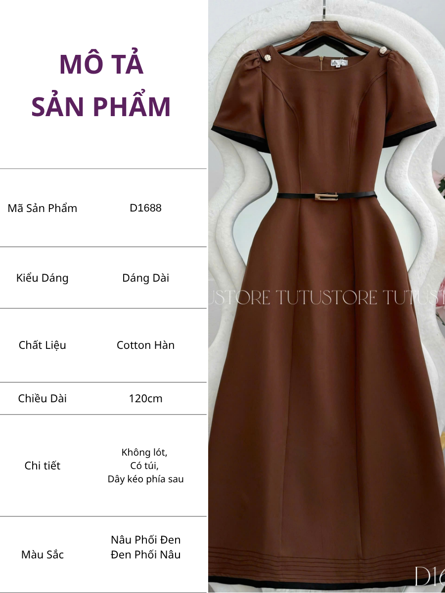 Đầm Thiết Kế Cổ Thuyền Phối Viền Màu Dáng Chữ A Thanh Lịch Công Sở TuTu Store Mã D1688