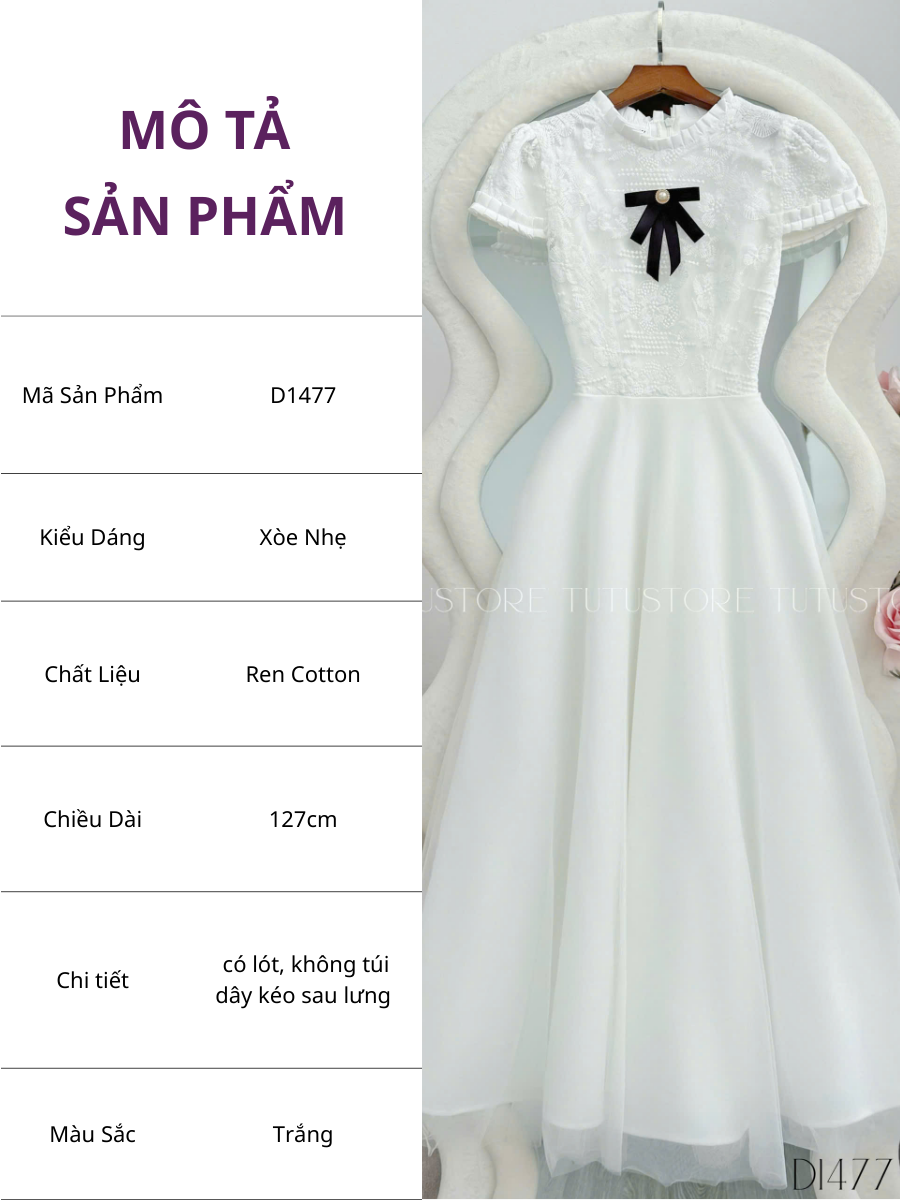 Đầm Thiết Kế TuTu Store - Mã D1477